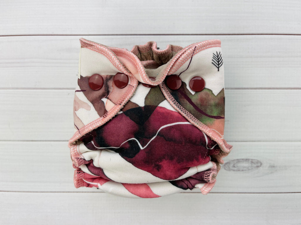 Lilly & Frank Newborn Cloth Diaper Calming Mountains Newborn Fitted Serged Cloth Diaper