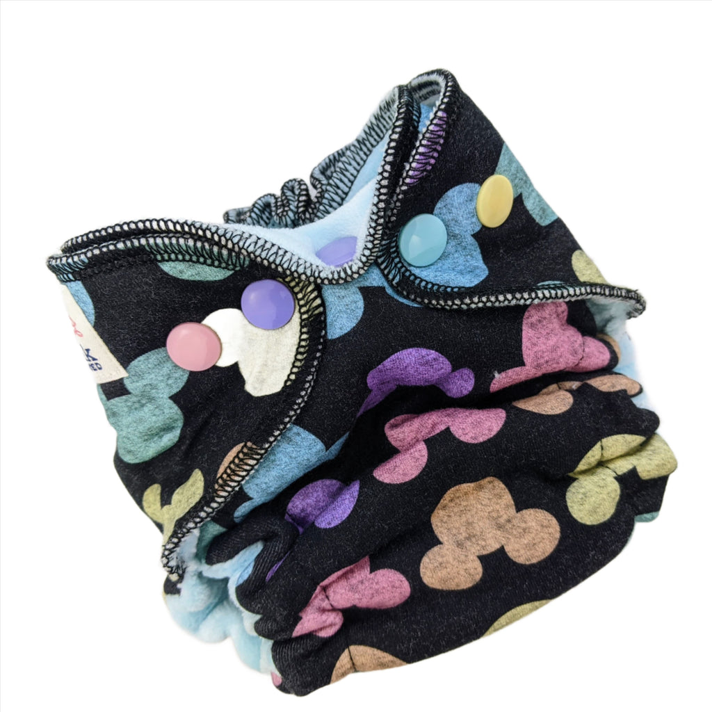 Lilly & Frank Newborn Cloth Diaper Chalk Mouse Ears Newborn Cloth Diaper - Fitted - Comfort Serged