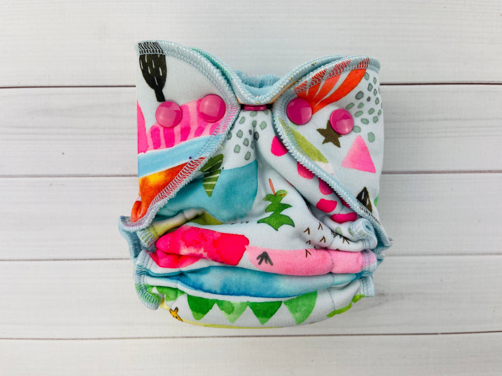Lilly & Frank Newborn Cloth Diaper Let the Adventure Begin Newborn Fitted Serged Cloth Diaper