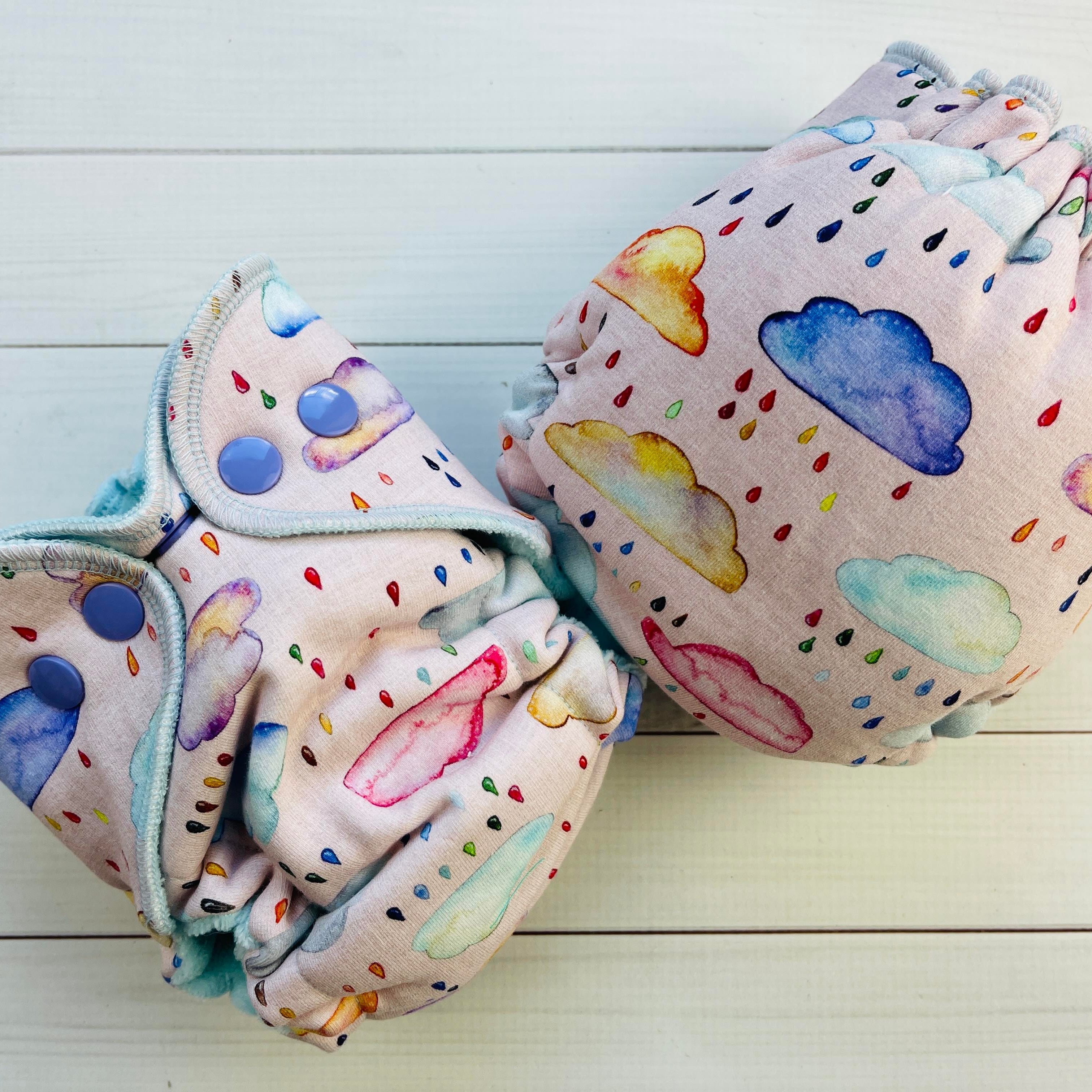 Lilly & Frank Newborn Cloth Diaper Pink Rainbow Clouds (Coming Soon!) Newborn Cloth Diaper - Fitted - Comfort Serged