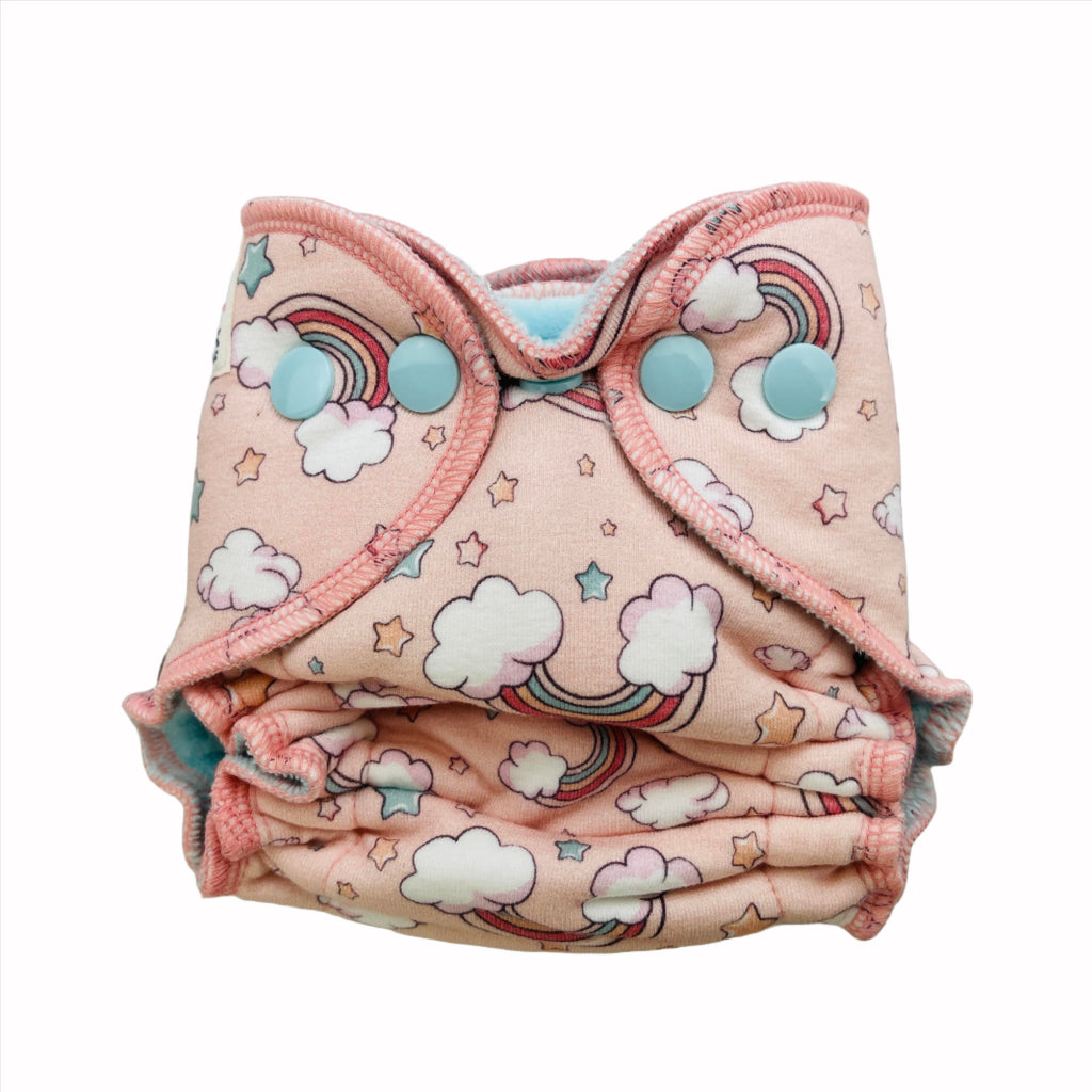 Lilly & Frank Newborn Cloth Diaper Precious Skies Newborn Fitted Serged Cloth Diaper