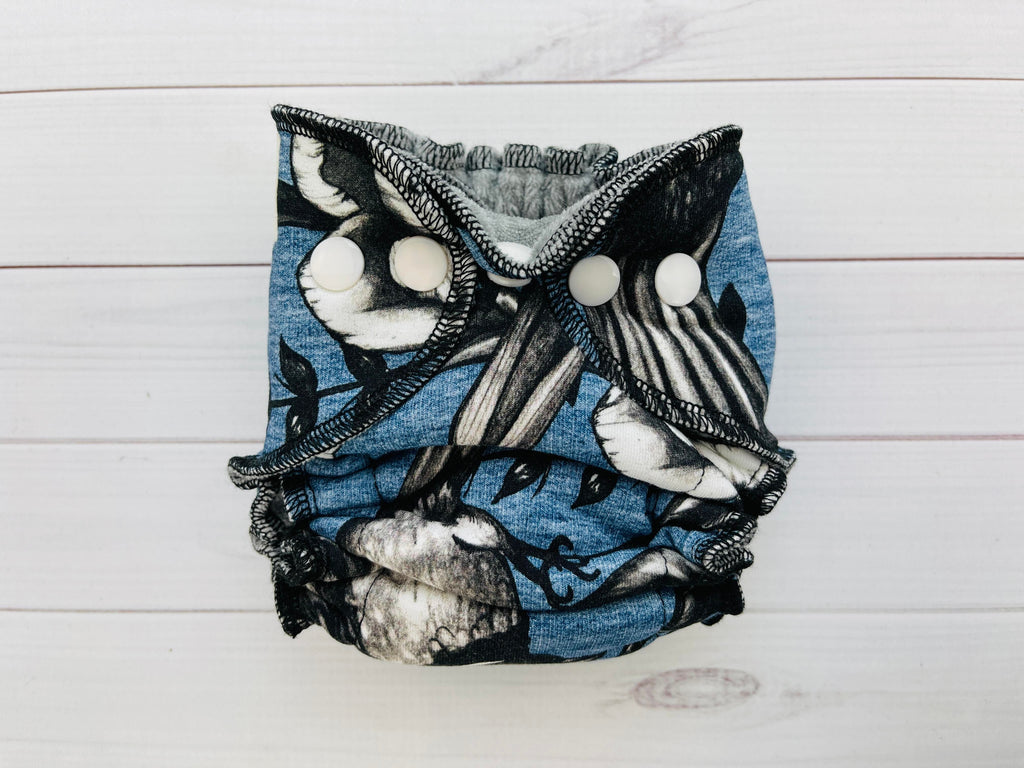 Lilly & Frank Newborn Cloth Diaper Serenity Flight Newborn Fitted Serged Cloth Diaper