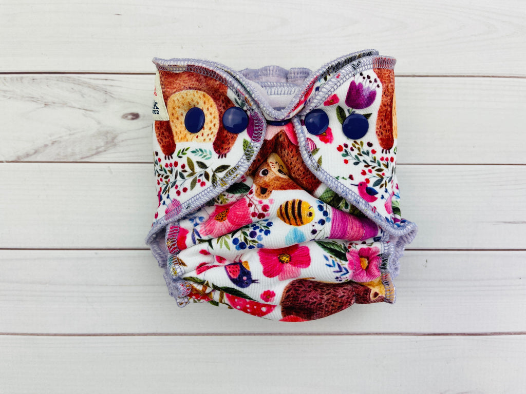 Lilly & Frank Newborn Cloth Diaper Spring Forest Newborn Fitted Serged Cloth Diaper
