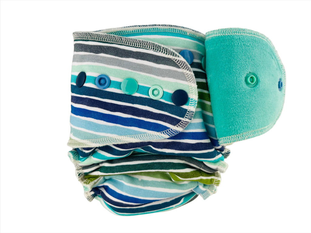 Lilly & Frank One Size Cloth Diaper Aussie Ocean One Size Fitted Cloth Diaper - Serged