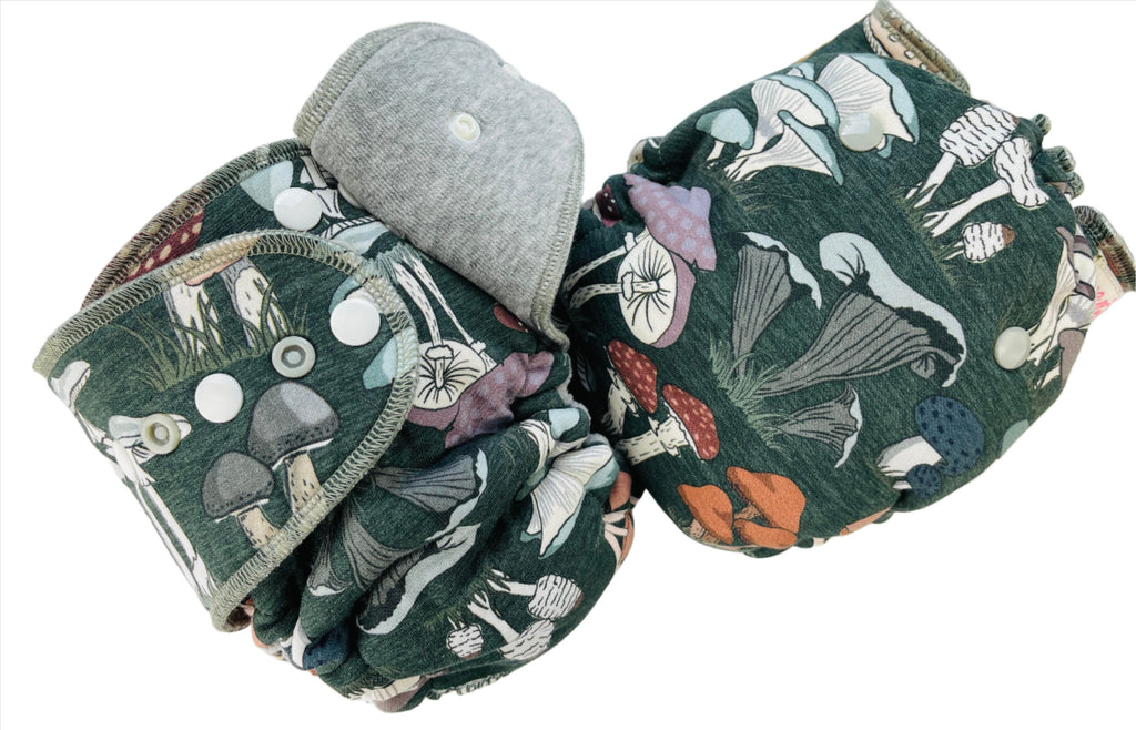 Lilly & Frank One Size Cloth Diaper Forest Mushrooms One Size Cloth Diaper - Fitted - Comfort Serged