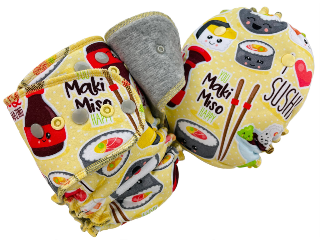 Lilly & Frank One Size Cloth Diaper Happy Sushi One Size Cloth Diaper - Fitted - Serged