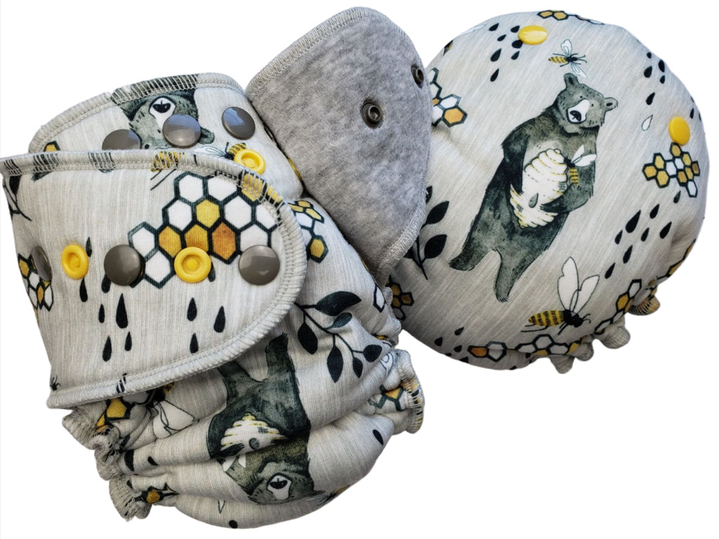 Lilly & Frank One Size Cloth Diaper Honeycomb Bear (Coming Soon!) One Size Hybrid ~ Comfort Serged