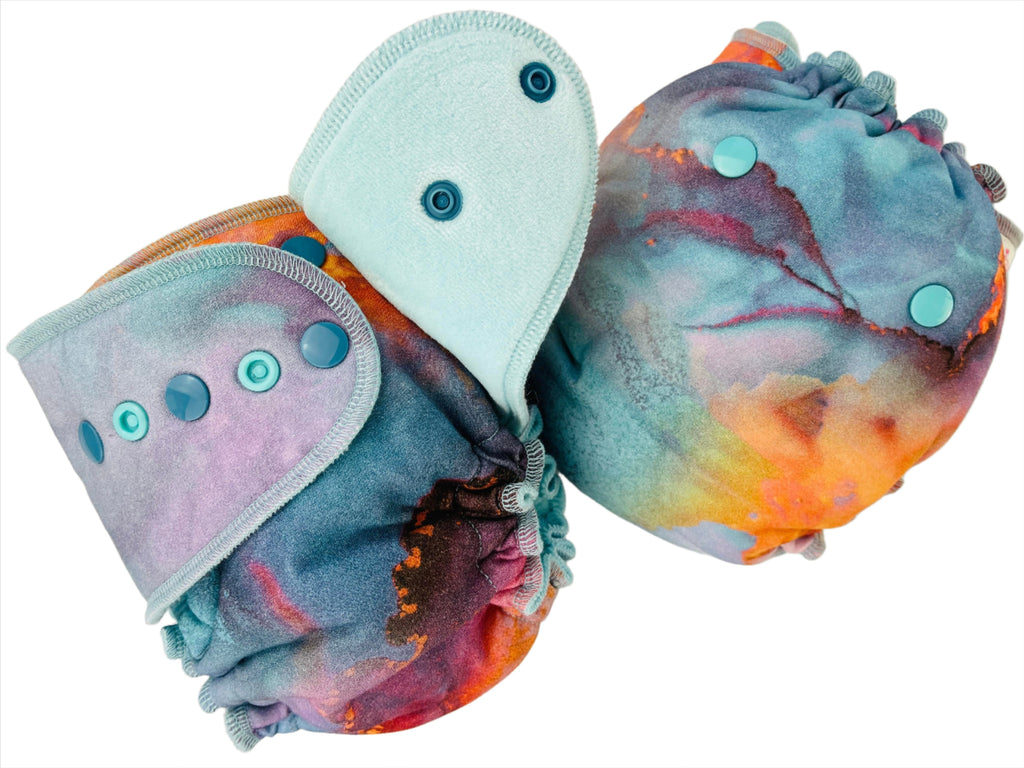 Lilly & Frank One Size Cloth Diaper Jewelled Marble One Size Cloth Diaper - Fitted - Serged