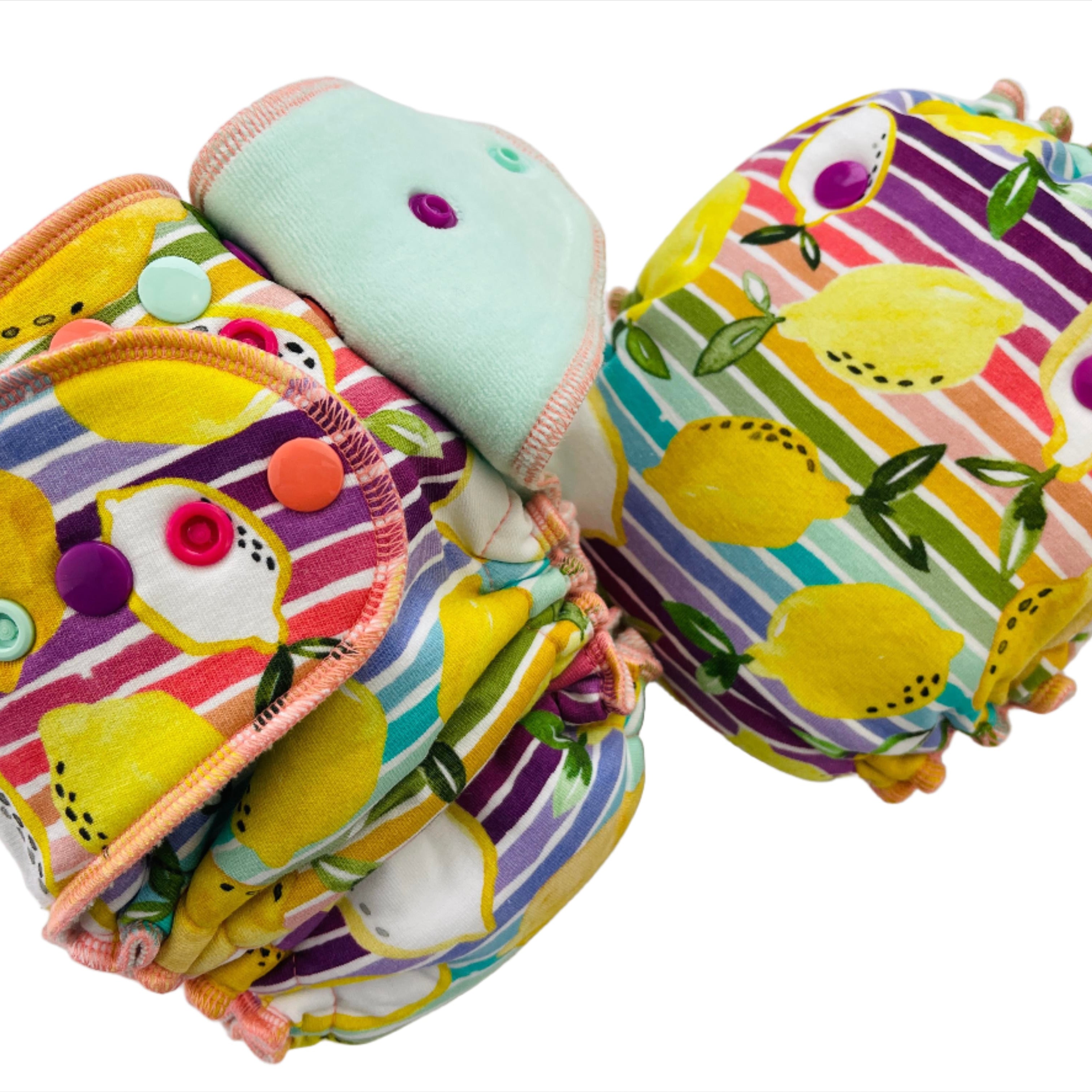 Lilly & Frank One Size Cloth Diaper Rainbow Lemons One Size Cloth Diaper - Fitted - Serged