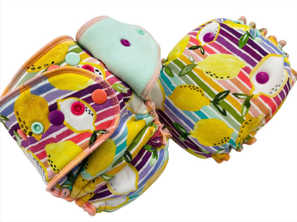Lilly & Frank One Size Cloth Diaper Rainbow Lemons One Size Cloth Diaper - Fitted - Serged