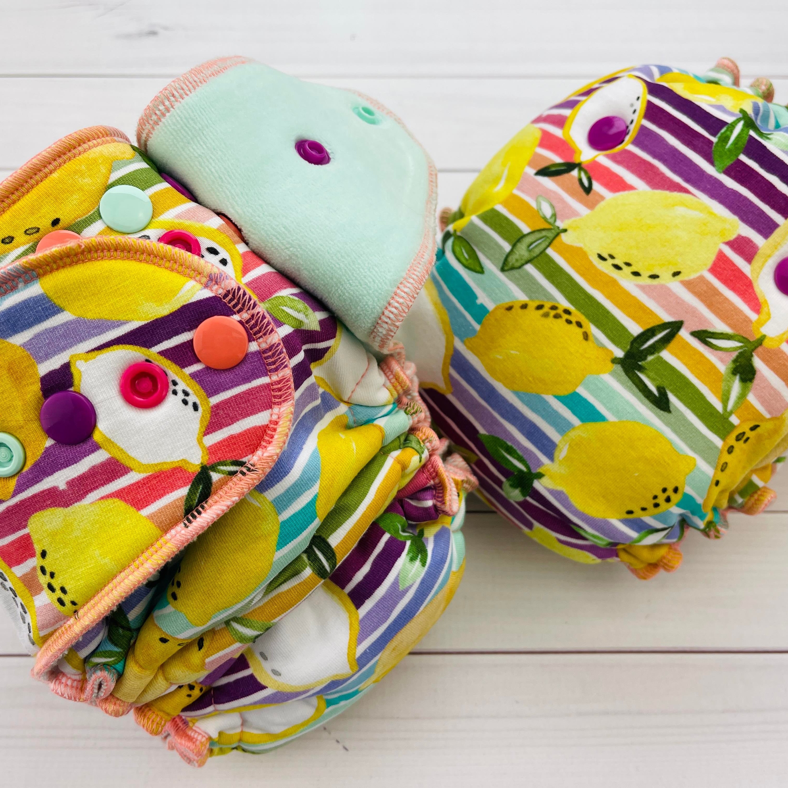Lilly & Frank One Size Cloth Diaper Rainbow Lemons One Size Cloth Diaper - Hybrid - Serged