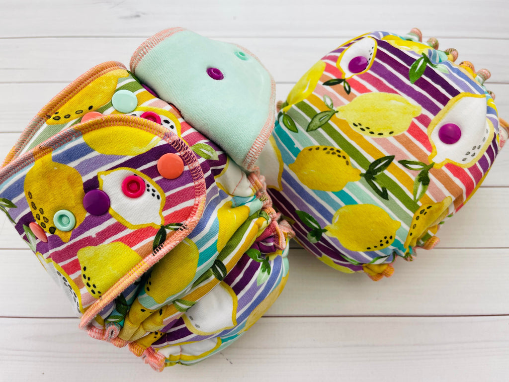 Lilly & Frank One Size Cloth Diaper Rainbow Lemons One Size Cloth Diaper - Hybrid - Serged