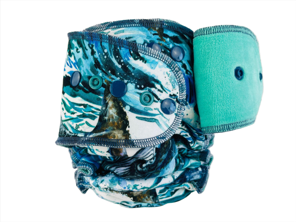 Lilly & Frank One Size Cloth Diaper Whale Splash One Size Cloth Diaper - Fitted - Serged