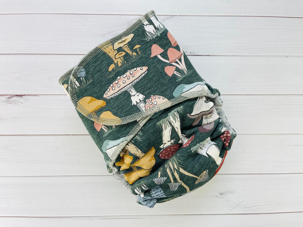 Lilly & Frank Snapless Cloth Diaper Forest Mushrooms One Size Cloth Diaper - Snapless - Comfort Serged