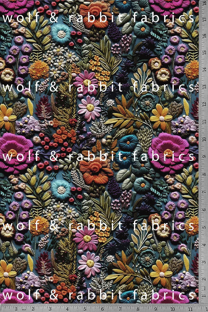 Lilly & Frank Stitched Ditzy Floral Wolf & Rabbit Fall Stitchery Pre-Order Fabric Group Deposit