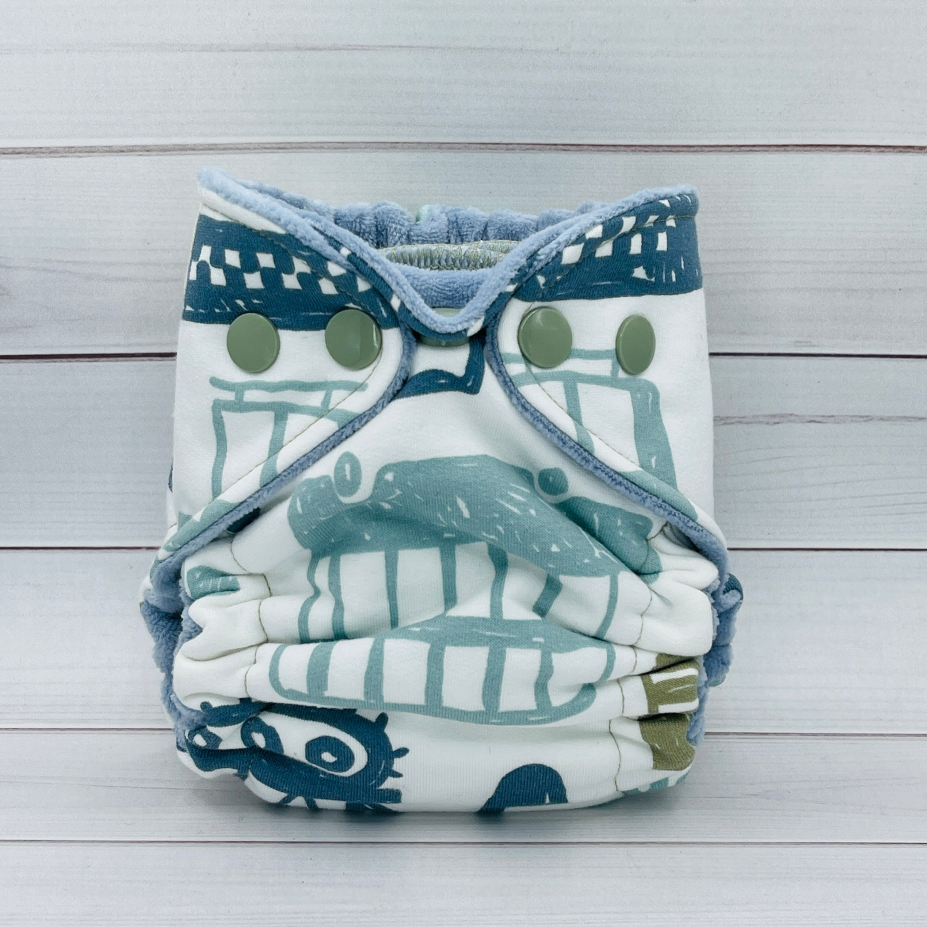 Newborn Fitted Cloth Diaper (6-14lbs) - Busy Street by Lilly & Frank 