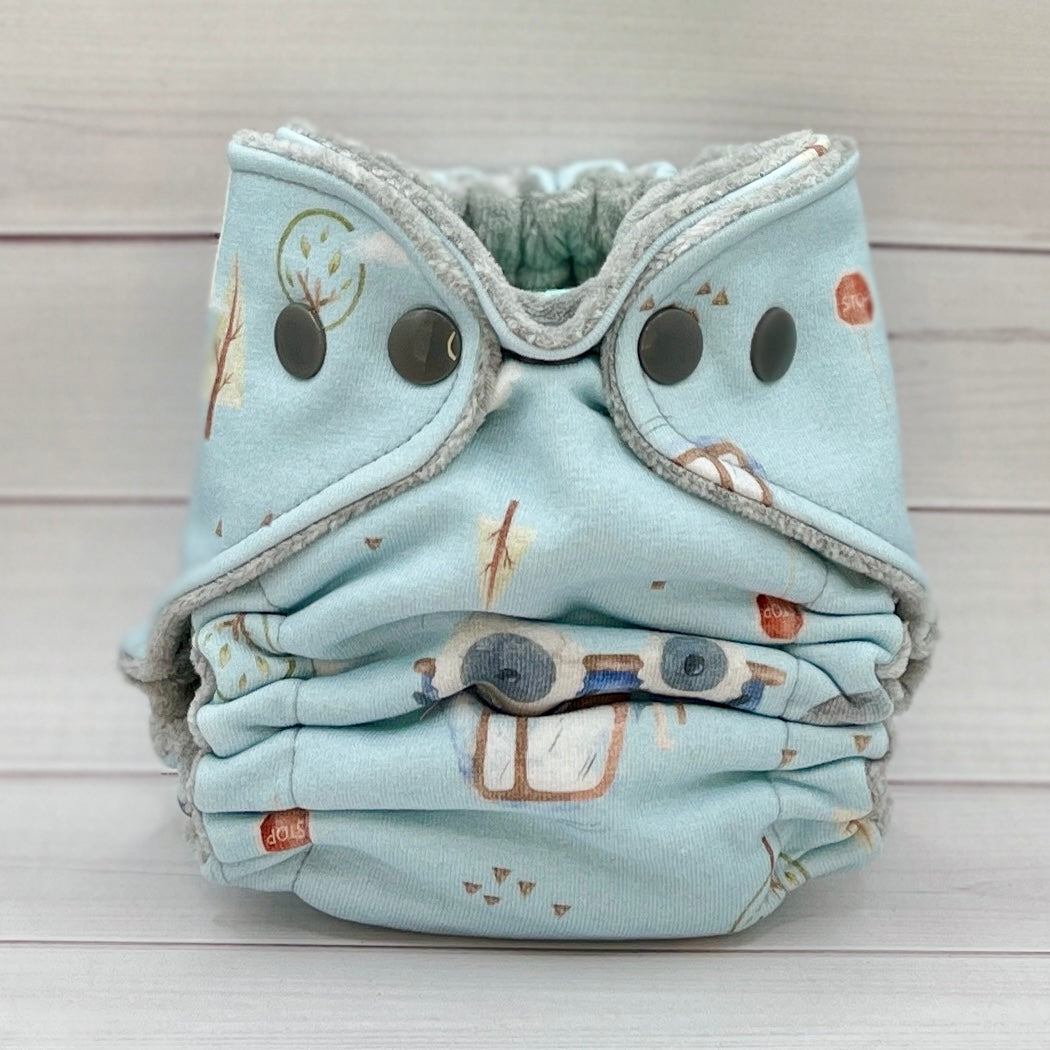 Newborn Fitted Cloth Diaper (6-14lbs) - Dig It Construction - Lilly & Frank 