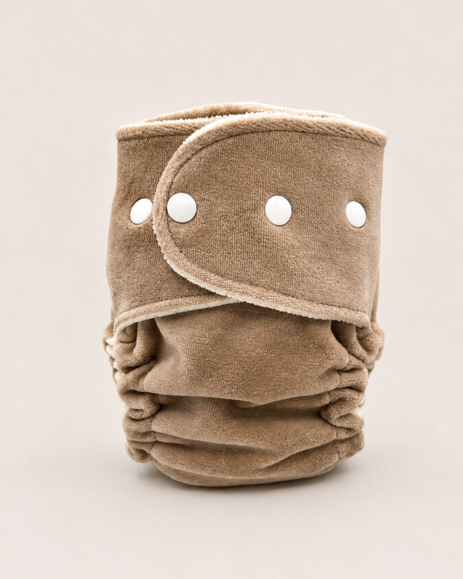 One Size Fitted Cloth Diaper (12-35lbs) - Oak OBV by Lilly & Frank 