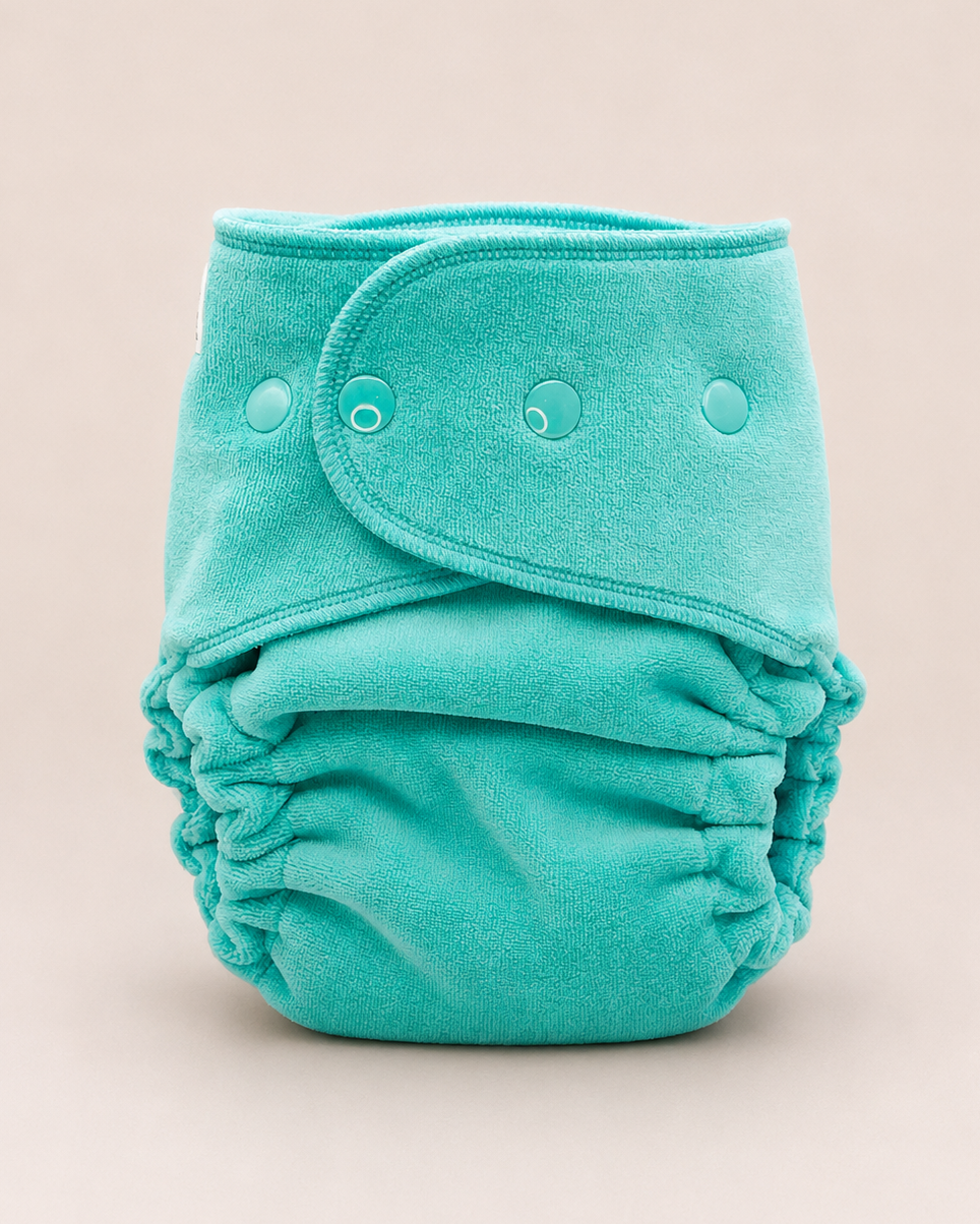 One Size Fitted Cloth Diaper (12-35lbs) - Jade Velour by Lilly & Frank 