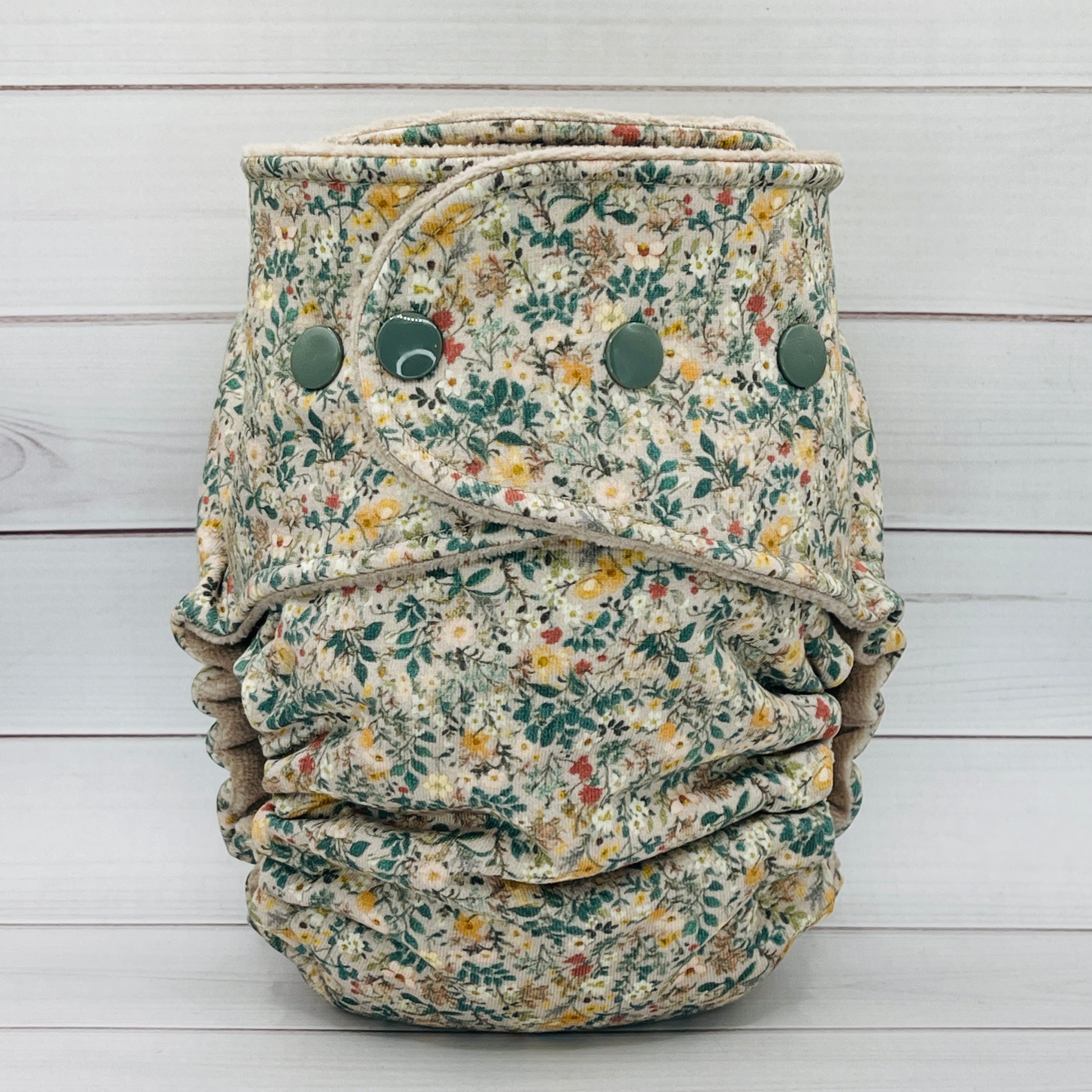 One Size Fitted Cloth Diaper (12-35lbs) - Wild Fields by Lilly & Frank 