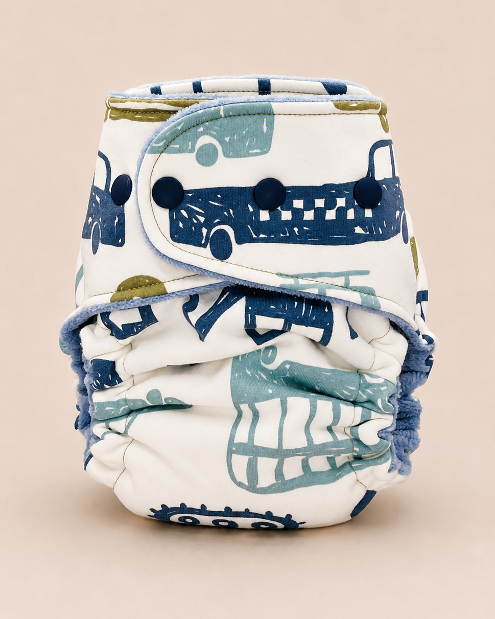 One Size Fitted Cloth Diaper (12-35lbs) - Busy Street by Lilly & Frank 