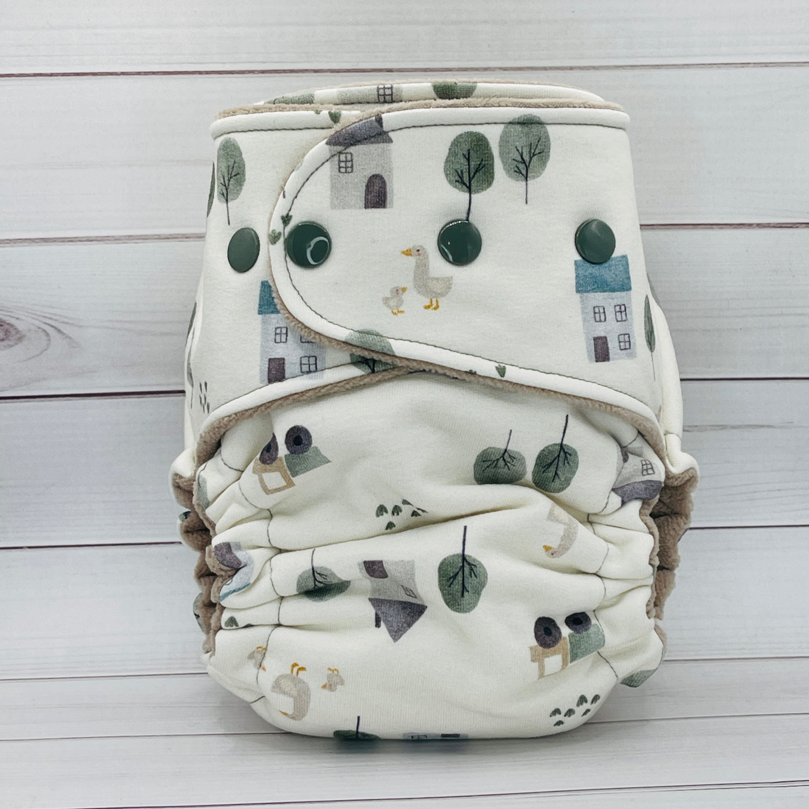 Petite Fitted Cloth Diaper (7-30lbs) - Quiet Cottage by Lilly & Frank 