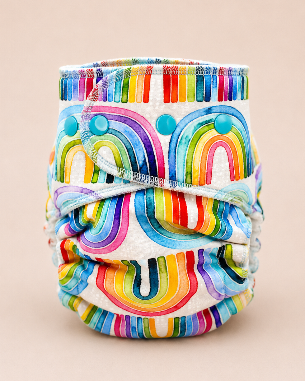 Toddler Fitted Cloth Diaper (20-60lbs) - Rainbows by Lilly & Frank 