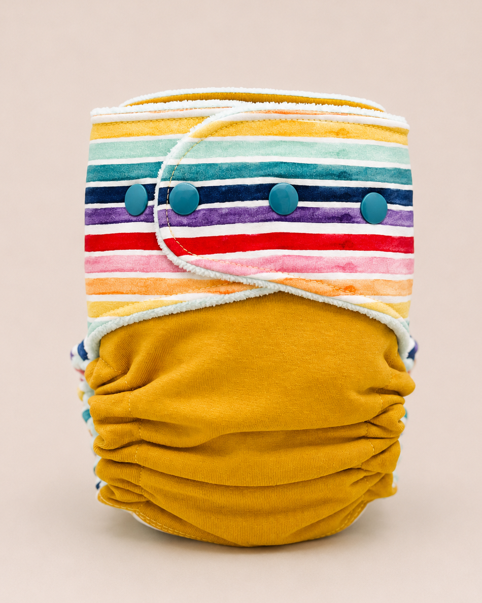 Toddler Fitted Cloth Diaper (20-60lbs) - Sunshine & Rainbows by Lilly & Frank 
