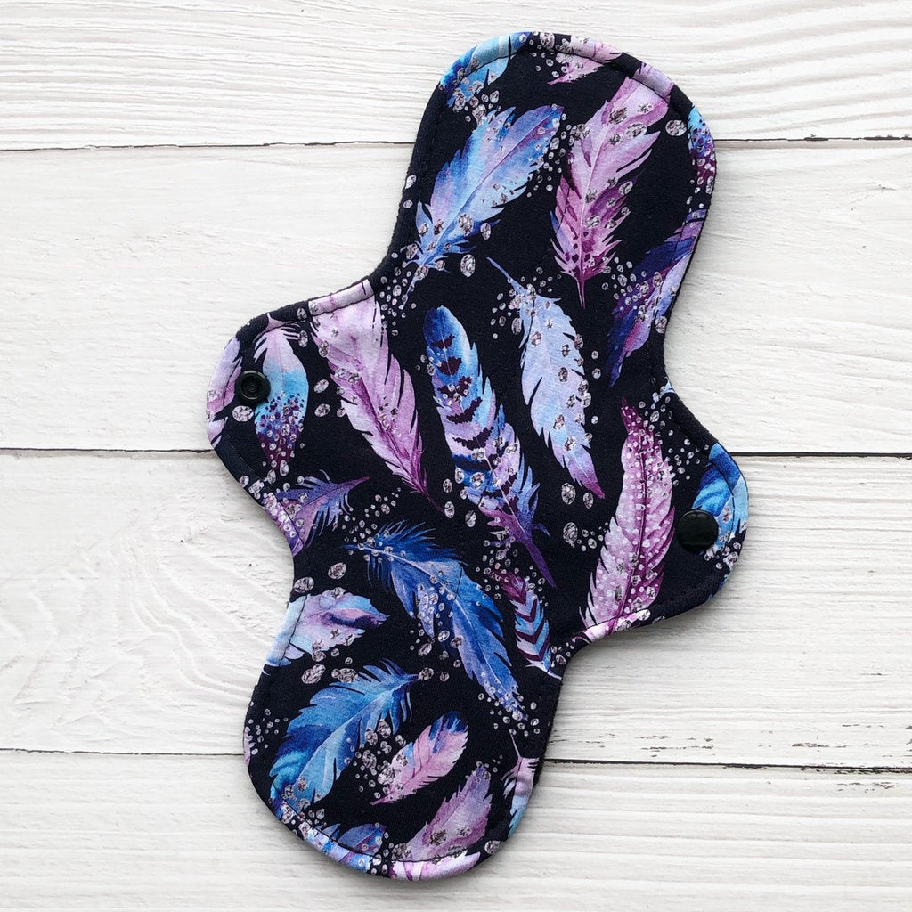 Amie Reusable Pads Mama Cloth Purple Feathers Amie Reusable Pads - 10" Moderate