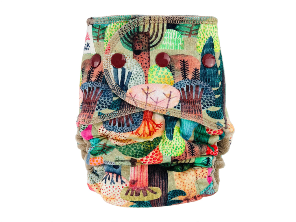 Lilly & Frank cloth diaper Fitted Comfort Serged Changing Trees Petite Diaper