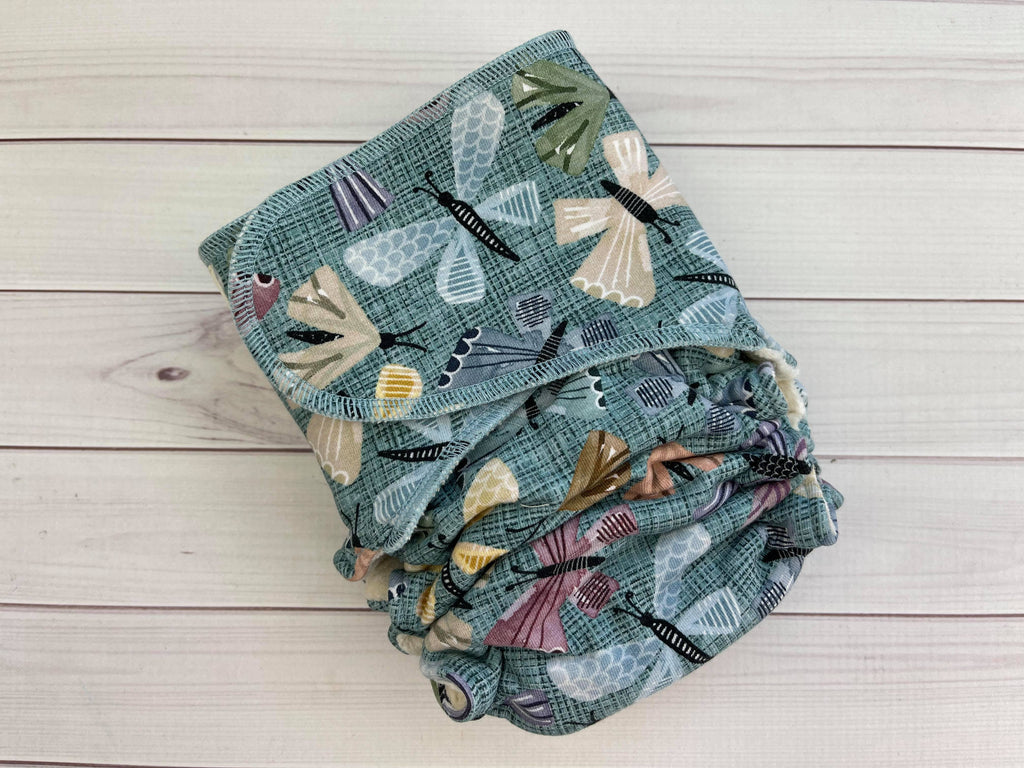 Lilly & Frank cloth diaper Toddler Comfort Serged Merry Moths Simply Snapless