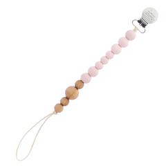 Lilly & Frank Rose Quartz Lou Lou Colour Block Wood & Silicone Pacifier Clips