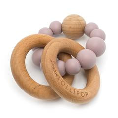 Lou Lou Lollipop Baby Teether Lilac Lou Lou Ina Wood + Silicone Teether