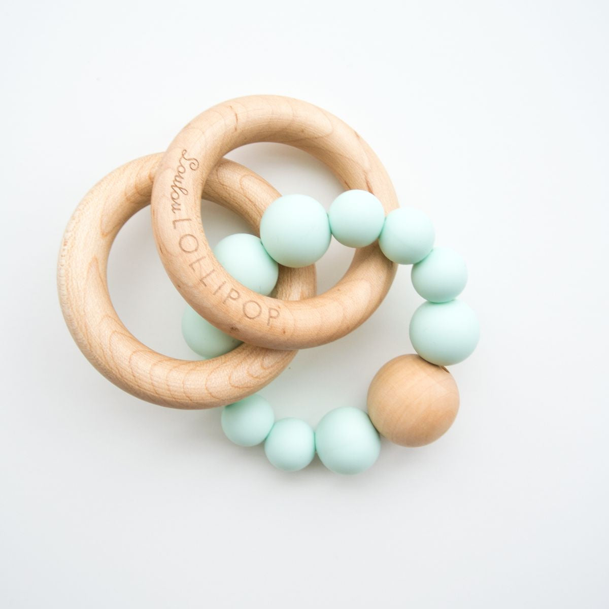 Lou Lou Lollipop Baby Teether Sweet Mint Lou Lou Ina Wood + Silicone Teether